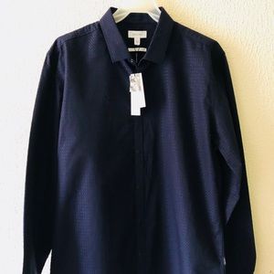 Calvin Klein men  button down large blue shirt